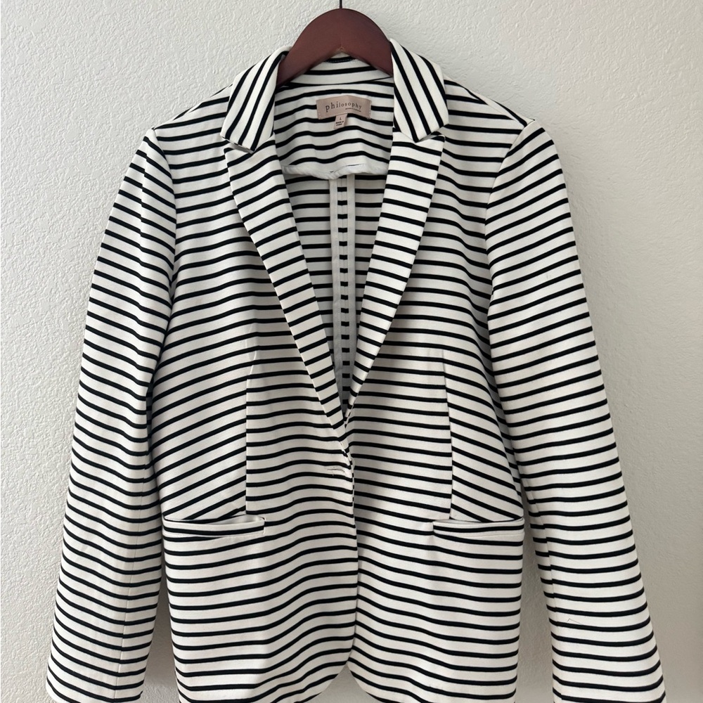Philosophy Black and White Striped Blazer